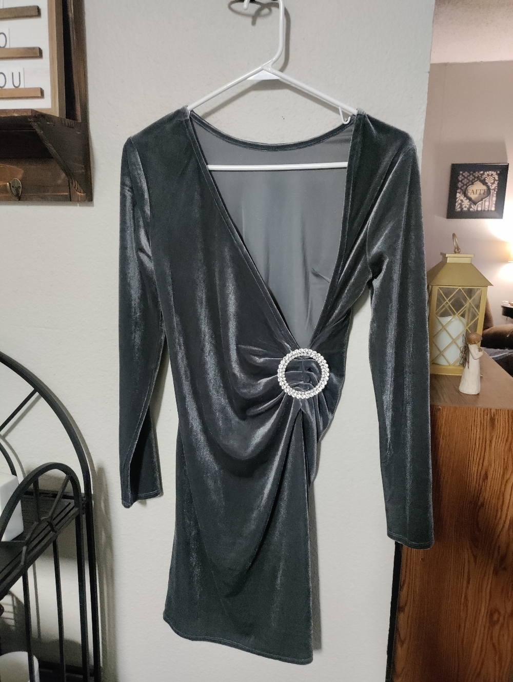 Venus Gray Velvet Dress Size Small